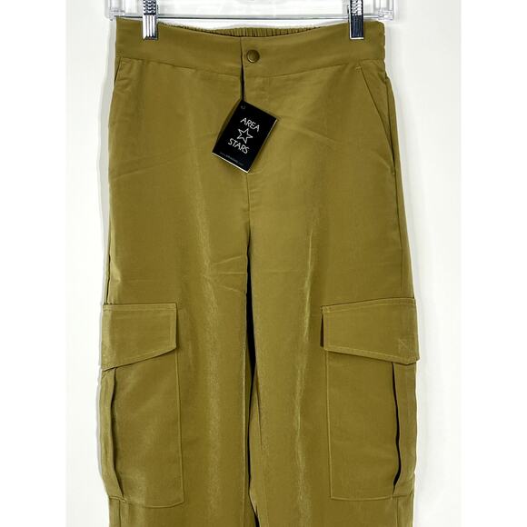 NWT Area Stars Olive Green High-waist Pockets Silky Cargo Jogger Pants Size S - Picture 3 of 9